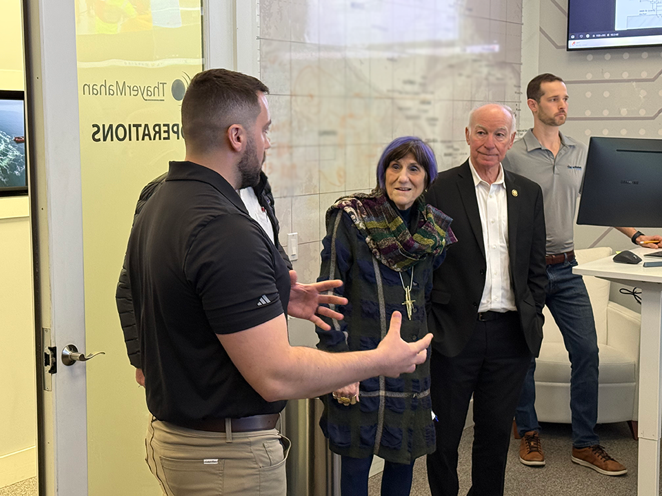 Congresswoman Rosa DeLauro (CT-03) and Congressman Joe Courtney (CT-02) receive a tour of the ThayerMahan Operations Center from ThayerMahan's VP Delivery and Execution, Robert Oprosky 